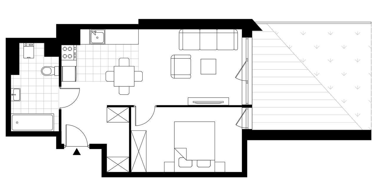 2-pokojowe mieszkanie 41m2 + ogródek Bezpośrednio - Pełny obrazek: 3/8