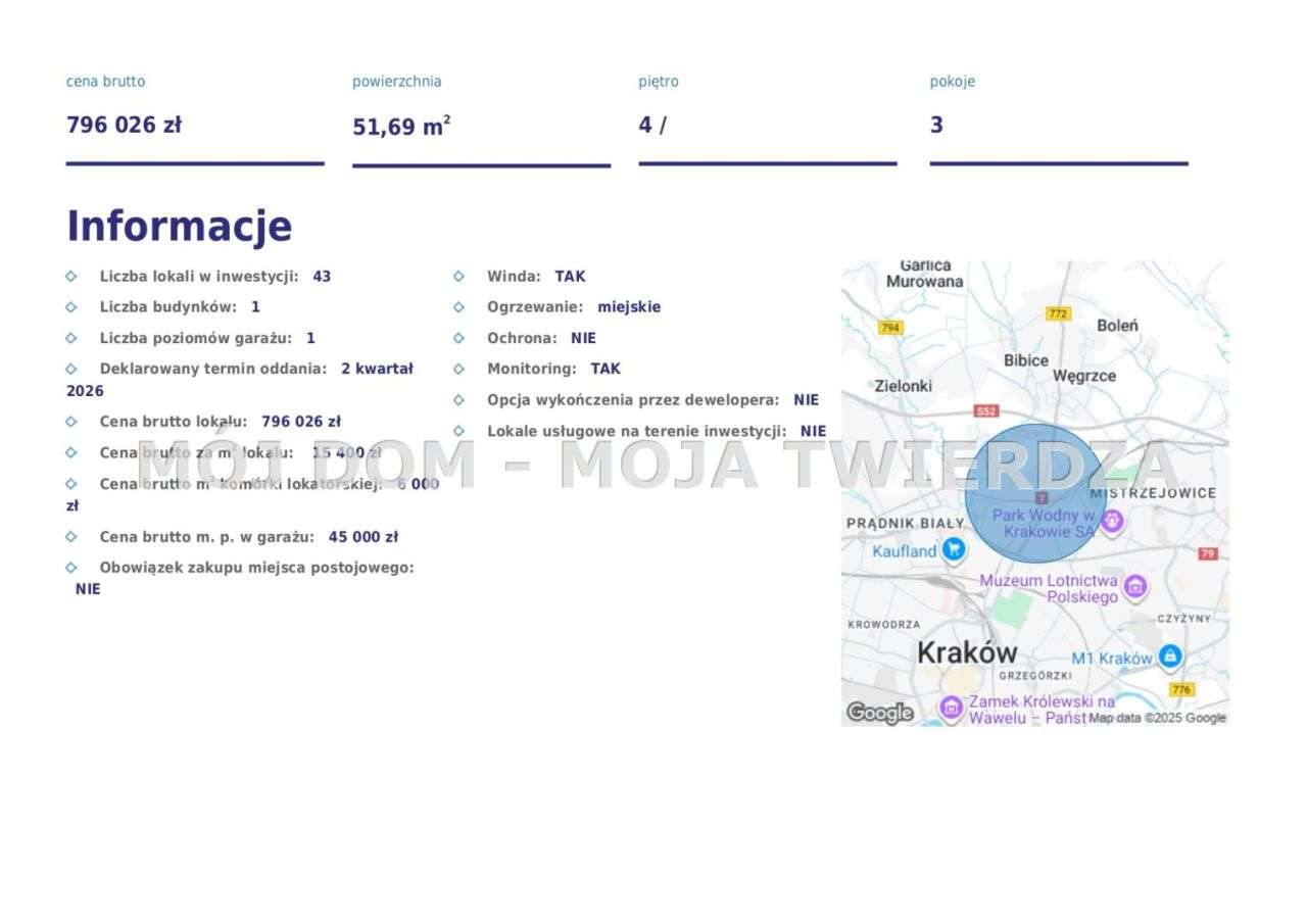 3-pokojowe mieszkanie na 4. piętrze z balkonem — Kraków, Prądnik Biały-7