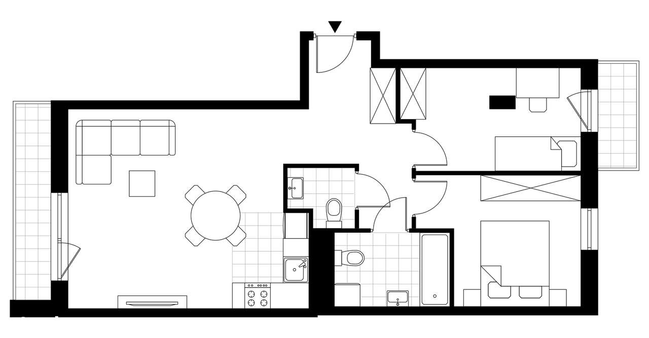 3-pokojowe mieszkanie 59m2 + 2 balkony - Pełny obrazek: 3/8
