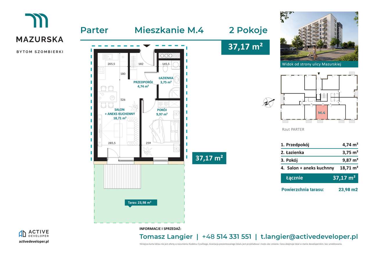 Mieszkanie 2-pokojowe z TARASEM | Parter | Nowa inwestycja