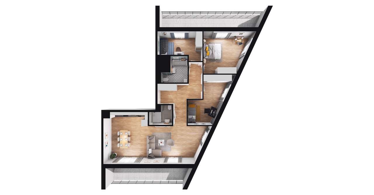 Gotowe 4-pokojowe mieszkanie 101m2 + 2 balkony - Pełny obrazek: 2/8