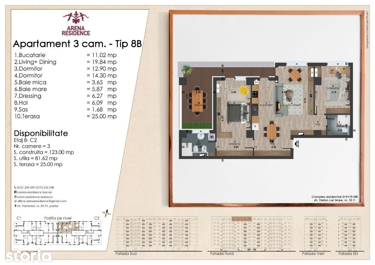 DEZVOLTATOR, Apartament 3 camere tip 8B, BLOC NOU finalizat in 2021