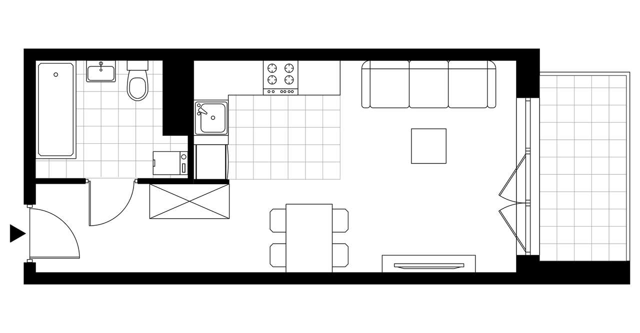 1-pokojowe mieszkanie 28m2 + balkon Bezpośrednio - Pełny obrazek: 3/8
