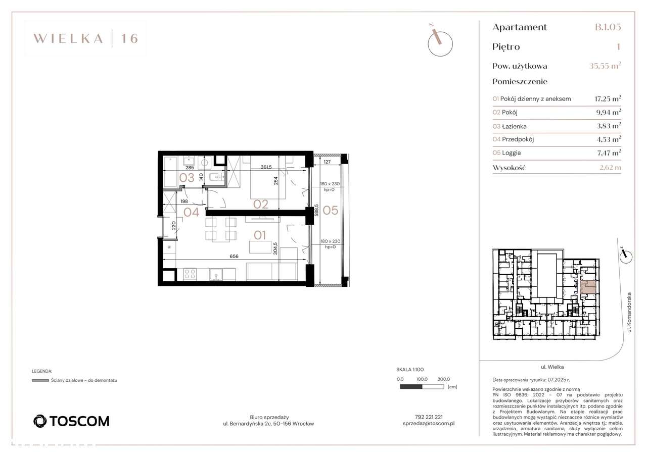2-pokojowe mieszkanie 35 m² + loggia Bezpośrednio - View 2
