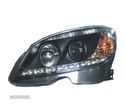 FARÓIS COM LUZ DIURNA LED PARA MERCEDES C W204 07-11 FUNDO PRETO - 2