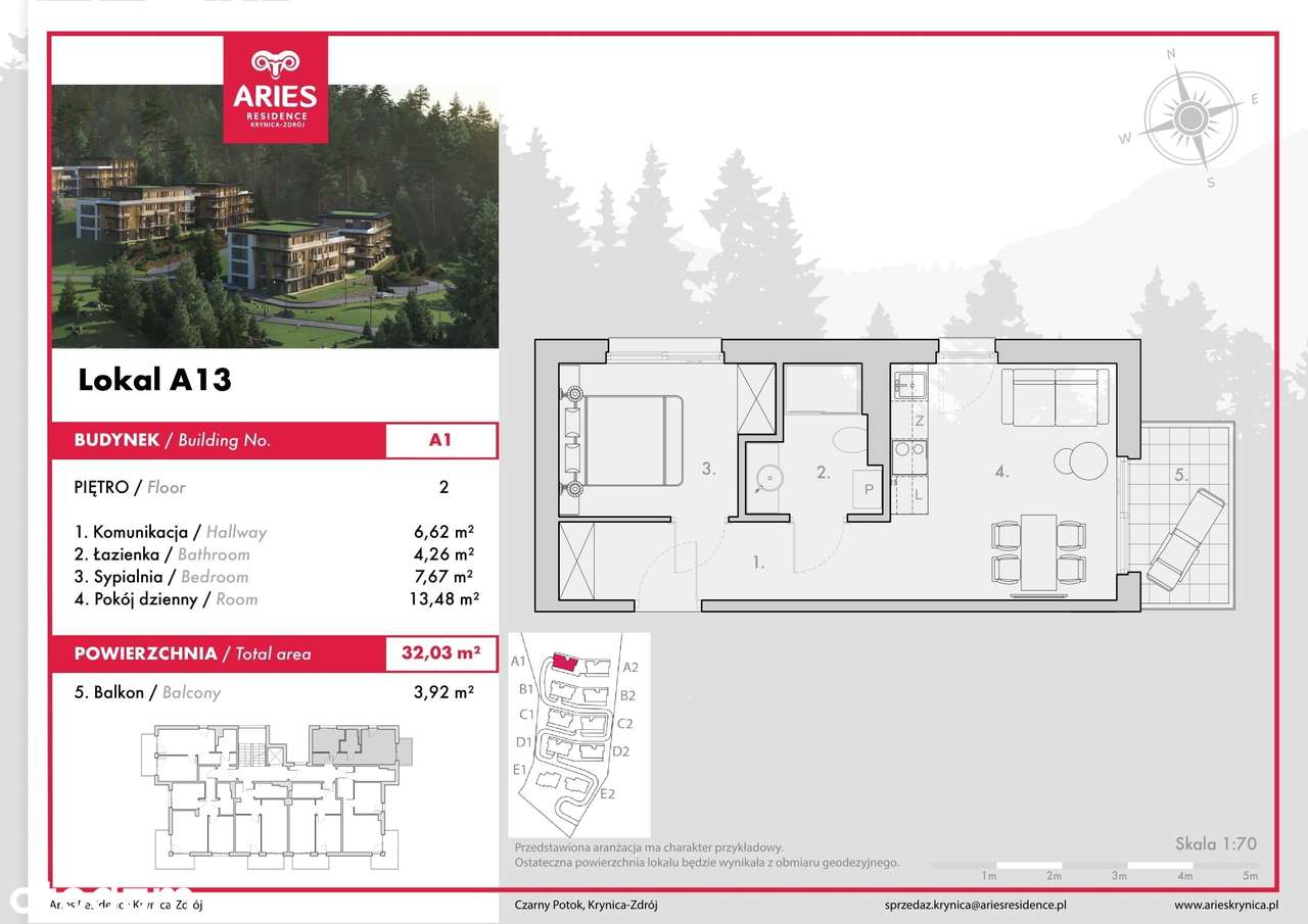 Apartamenty Aries obok stoku narciarskiego Jaworzyna Krynicka (lokal A13)
