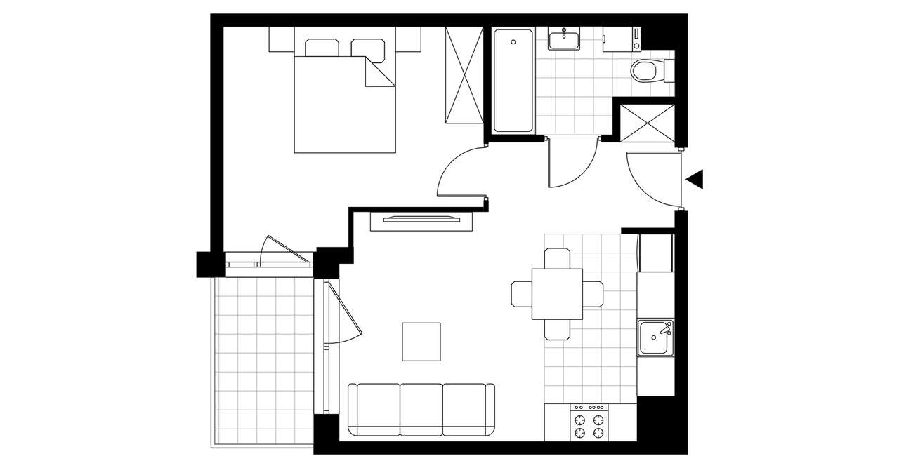 2-pokojowe mieszkanie 40m2 + ogródek - Pełny obrazek: 2/7