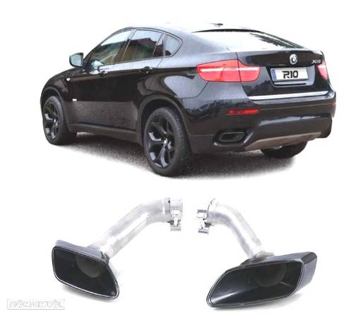 PONTEIRAS DE ESCAPE PARA BMW X6 E71 11-14 LOOK M PRETO - 1