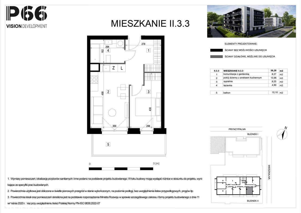 2-pokojowe mieszkanie 36m2 + balkon Bezpośrednio - Pełny obrazek: 2/9