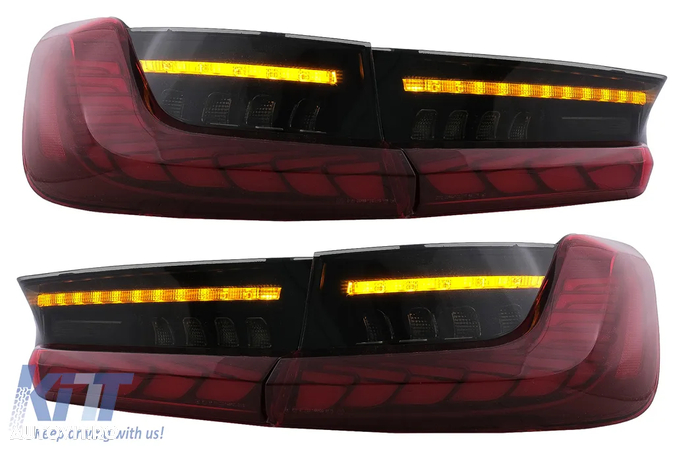 Stopuri LED BMW Seria 3 G20 G28 M3 G80 Sedan (2018-2022) Rosu Fumuriu cu Semnal Dinamic - 3