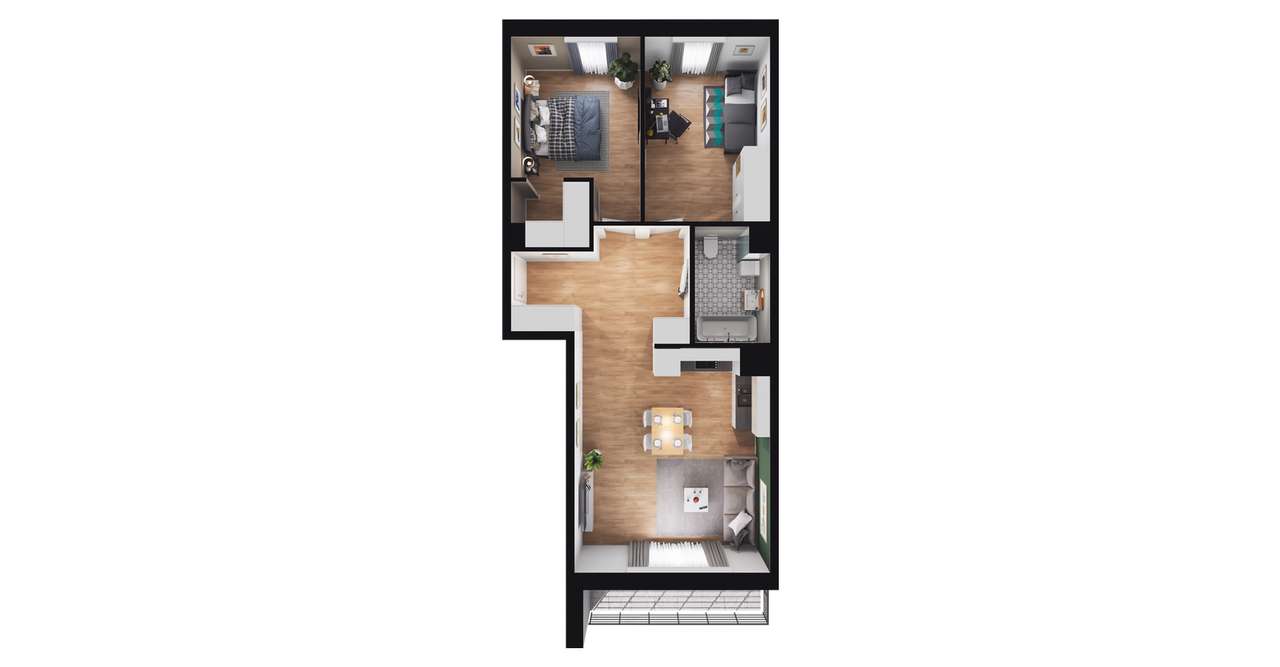 3-pokojowe mieszkanie 63m2 + loggia - Pełny obrazek: 2/8