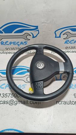 VOLANTE GUIADOR COMPLETO VW VOLKSWAGEN GOLF V 5 MK5 1K0419091AE 1K0419091 GOLF PLUS EOS PELE AIRBAG COMANDOS MULTIFUNÇÕES CONTROLO - 2