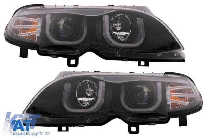 Faruri 3D U LED Angel Eyes BMW Seria 3 E46 Facelift (09.2001-03.2005) Limousine Touring Negru - 5