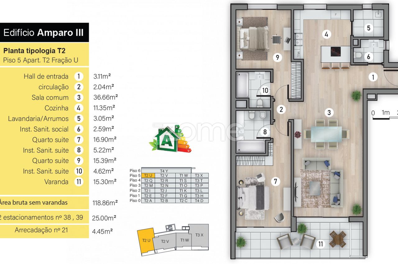 Apartamento T2 fração U, Amparo, Funchal