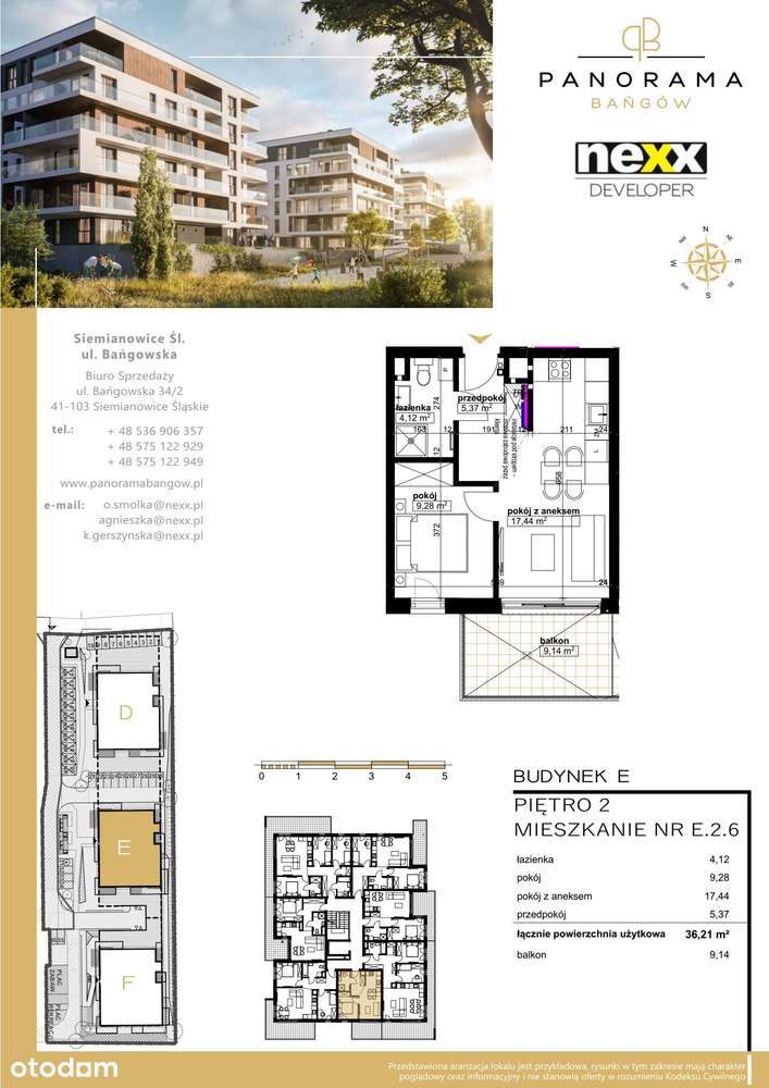 2-pokojowe mieszkanie 36m2 + balkon Bez Prowizji - Pełny obrazek: 2/5