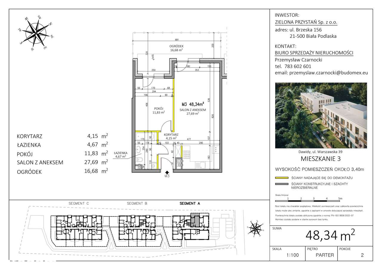 2-pokojowe mieszkanie 48m2 + ogródek Bez Prowizji - Pełny obrazek: 2/6