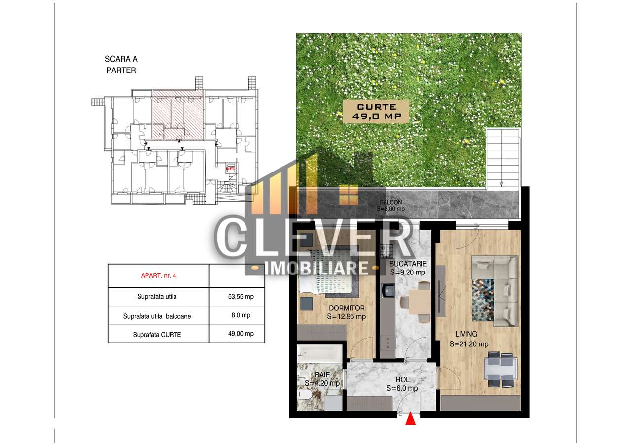 Apartament 2 camere cu Gradina 49mp Th Pallady Sector 3 - Imagine principală: 2/5