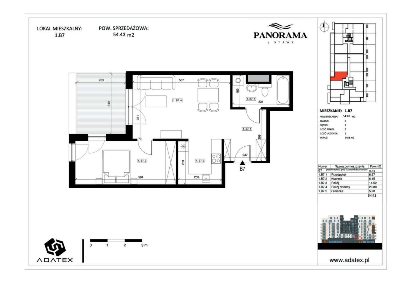 Panorama 3 Stawy | mieszkanie 2-pok. | 1.B7 - Pełny obrazek: 2/9