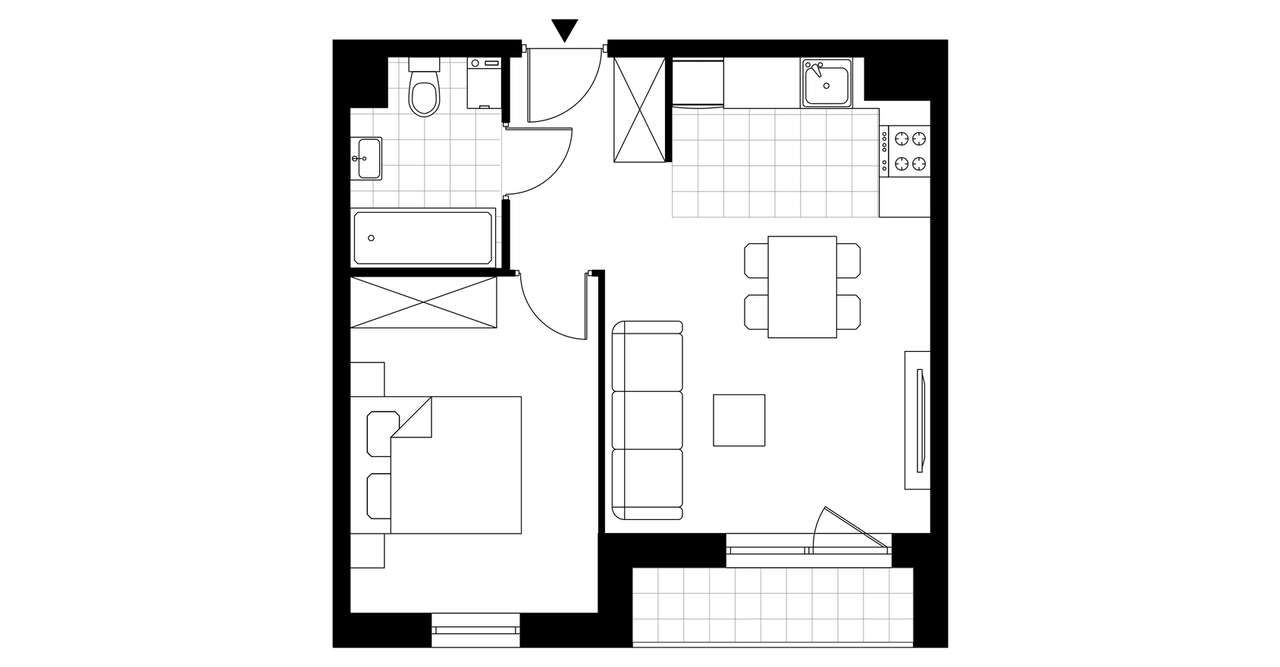 2-pokojowe mieszkanie 36m2 + loggia Bezpośrednio - Pełny obrazek: 3/8