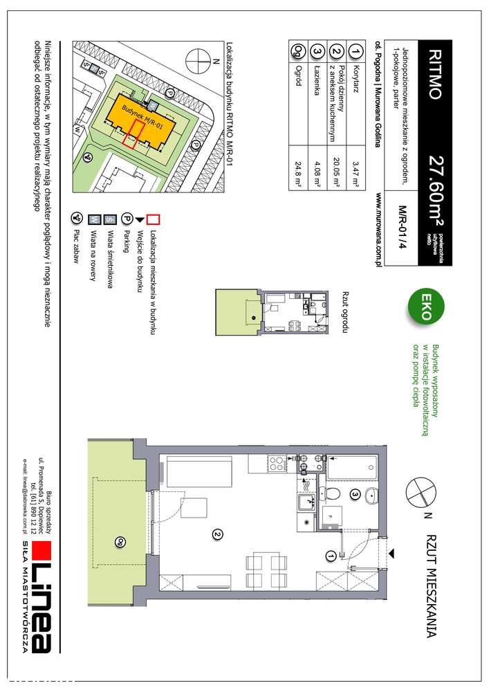 1-pokojowe mieszkanie 27m2 + ogródek Bezpośrednio - Pełny obrazek: 2/3