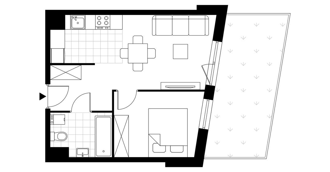 2-pokojowe mieszkanie 34m2 + taras Bez Prowizji - Pełny obrazek: 4/7
