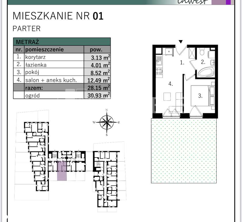 Dwa małe pokoje 28,15 z ogródkiem - Pełny obrazek: 2/6