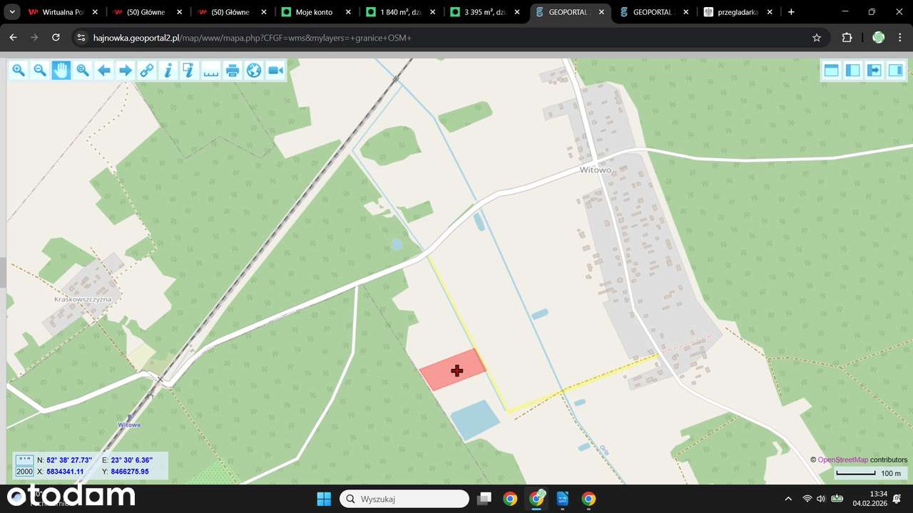 Witowo działka rolna 1,0145 ha, wymiay 66,7x152m-3