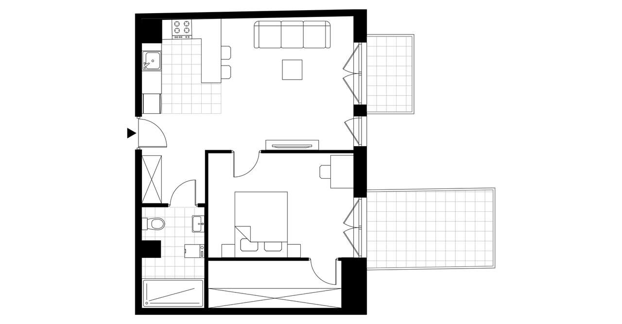 2-pokojowe mieszkanie 53m2 + taras Bezpośrednio - Pełny obrazek: 3/7