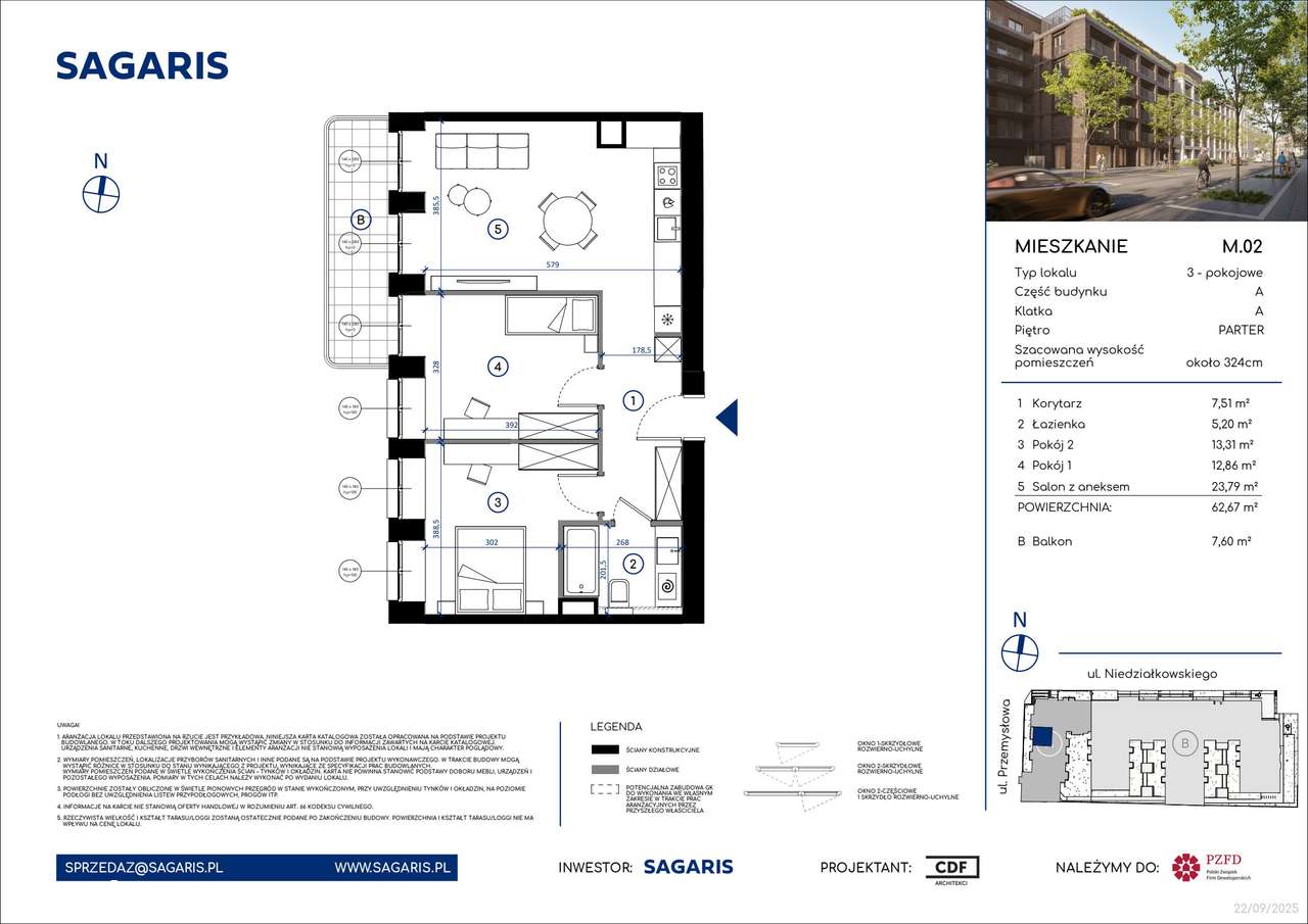 3-pokojowe mieszkanie 62m2 + balkon Bez Prowizji - Pełny obrazek: 2/8
