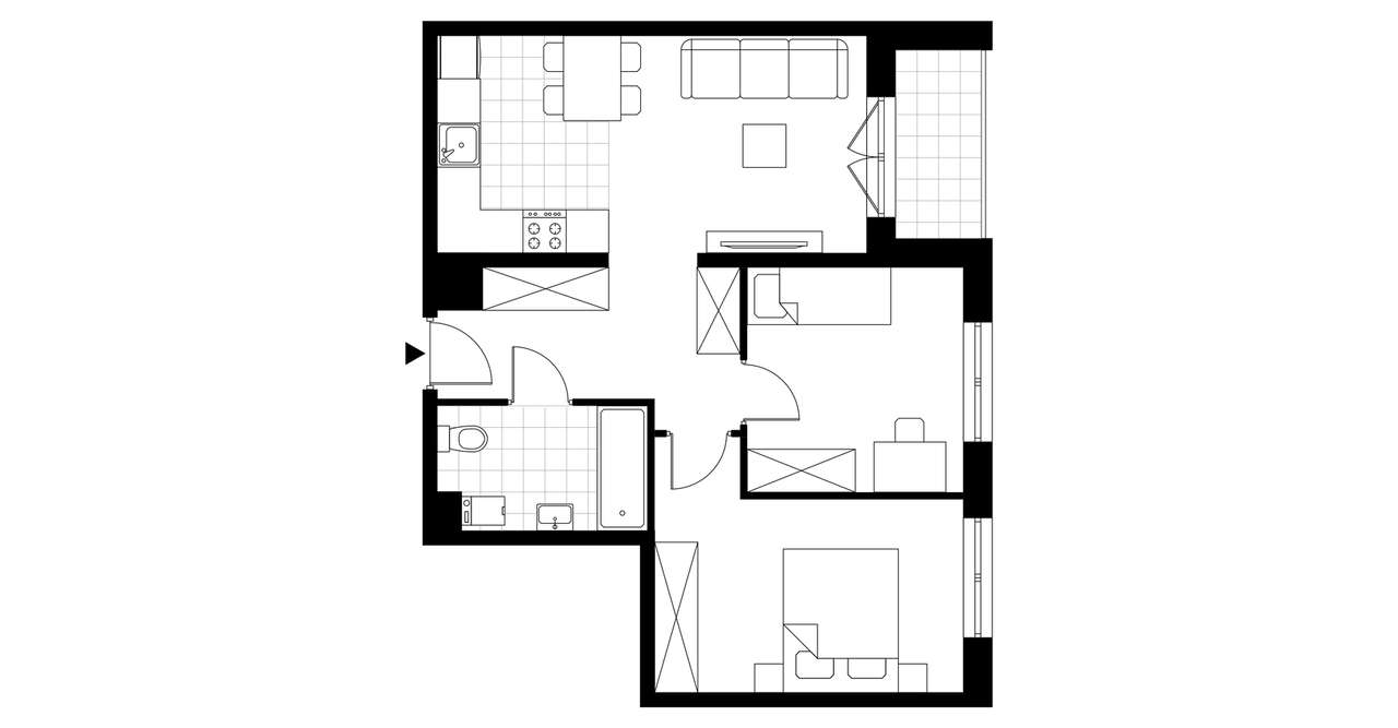 3-pokojowe mieszkanie 52m2 + loggia - Pełny obrazek: 3/6