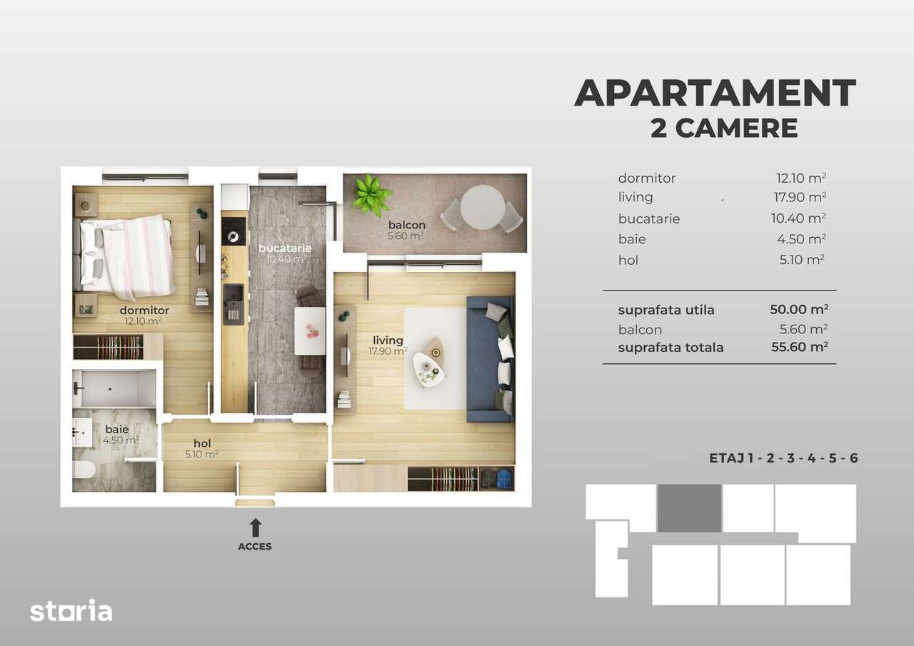 Apartament excelent, 2 camere, spatios, finisat modern - Fara comision - Imagine principală: 5/24