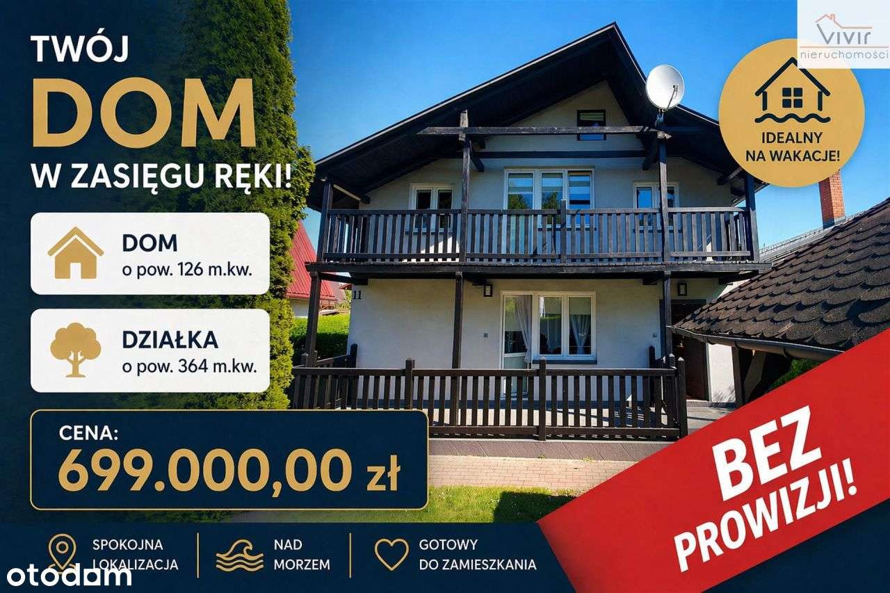 126 mkw. Dom nad morzem. Działka 364 mkw. - O% !!