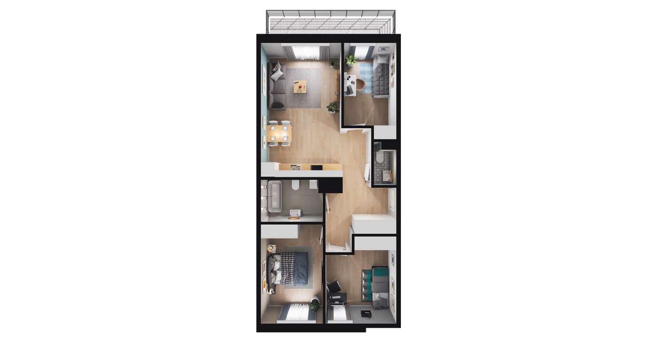 4-pokojowe mieszkanie 66m2 + balkon Bez Prowizji - Pełny obrazek: 2/6