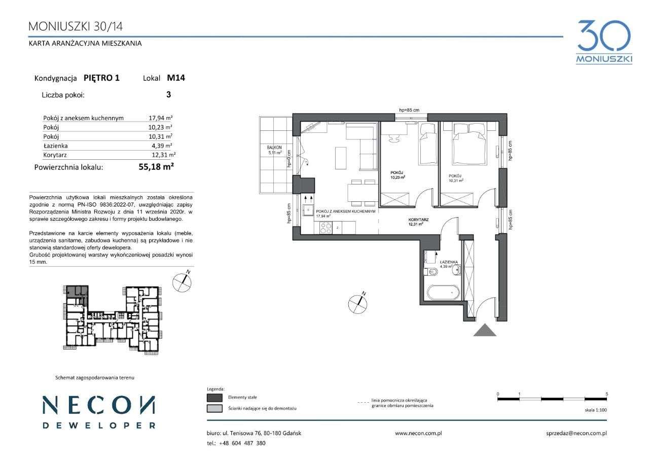 3-pokojowe mieszkanie 55,18 m2 MONIUSZKI 30/14 - Pełny obrazek: 2/6