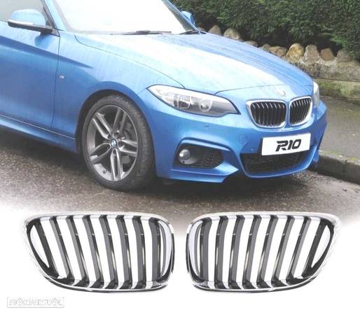 GRELHA FRONTAL PARA BMW SERIE 2 LOOK M-PERFORMANCE COR PRETO CROMADO - 1