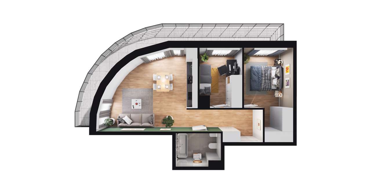 3-pokojowe mieszkanie 53m2 + balkon Bezpośrednio - Pełny obrazek: 2/8