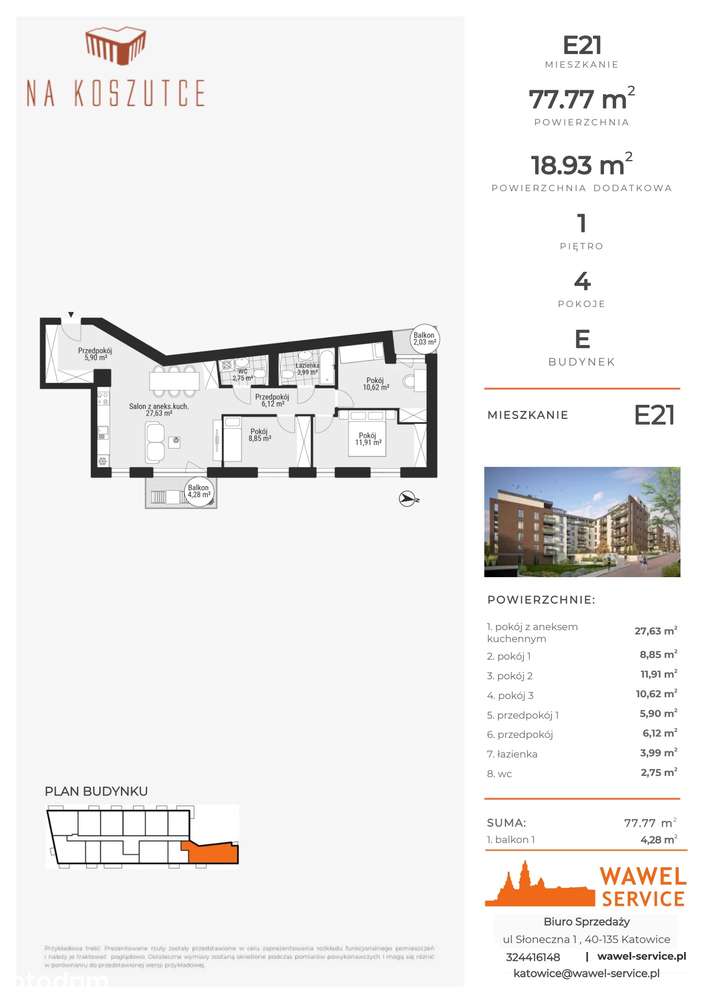 4-pokojowe mieszkanie 77m2 + balkon Bezpośrednio - Pełny obrazek: 2/8