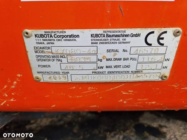 Kubota KX080-4 * 2019r. * klimatyzacja * 2 łyżki * - 34