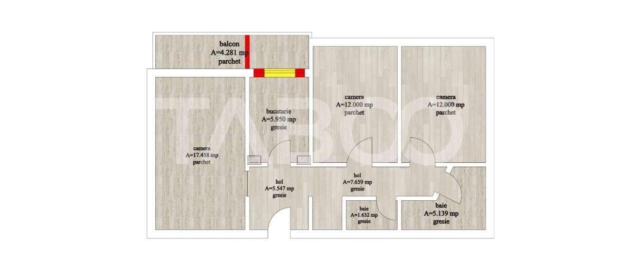 Apartament decomandat 3 camere 2 bai 73 mp balcon Mihai Viteazul Sibiu - Imagine principală: 2/13