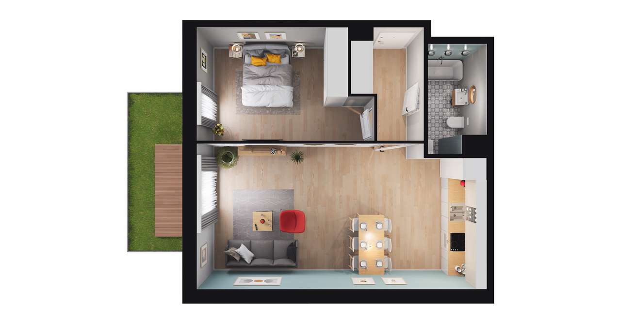 2-pokojowe mieszkanie 54m2 + ogródek Bez Prowizji - Pełny obrazek: 2/6