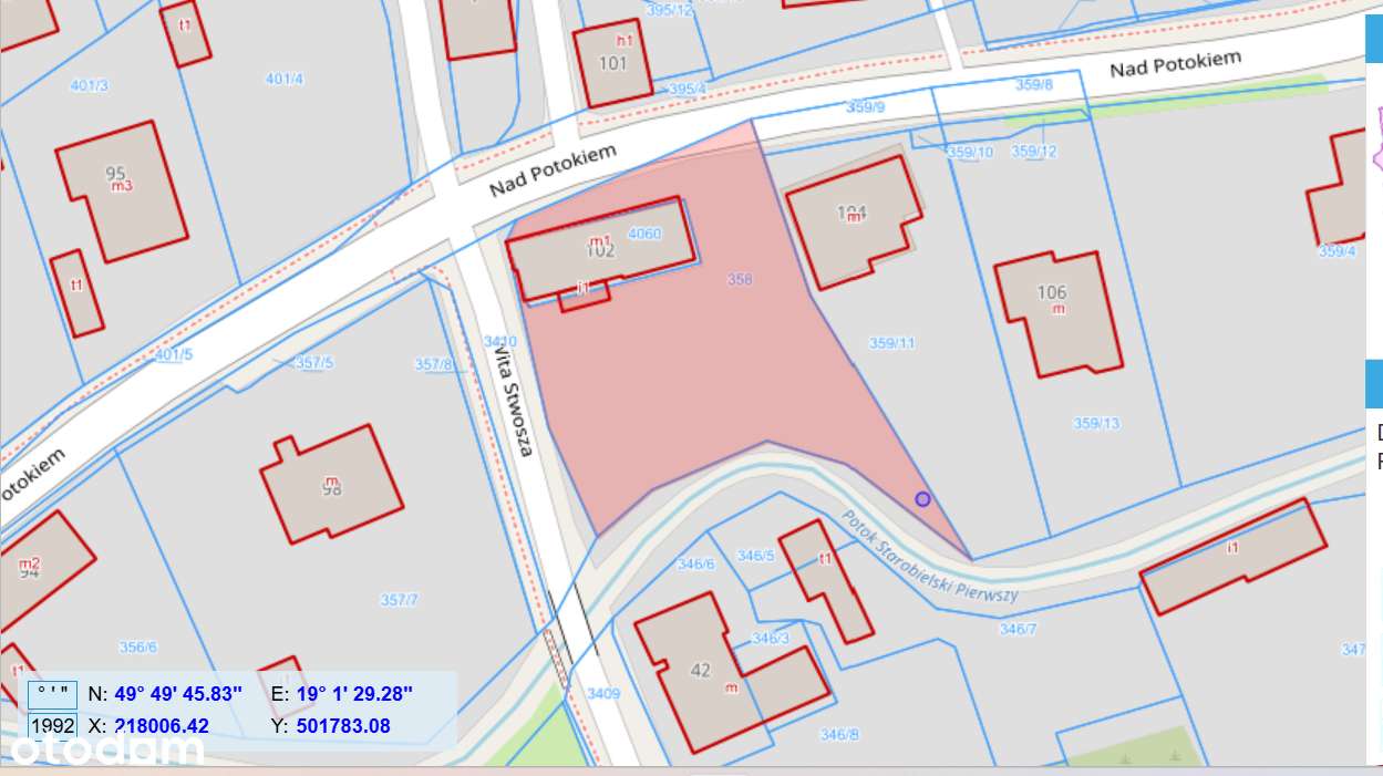 Działka budowlana o pow 1434m2 z domem - ul.Nad Potokiem 102-5