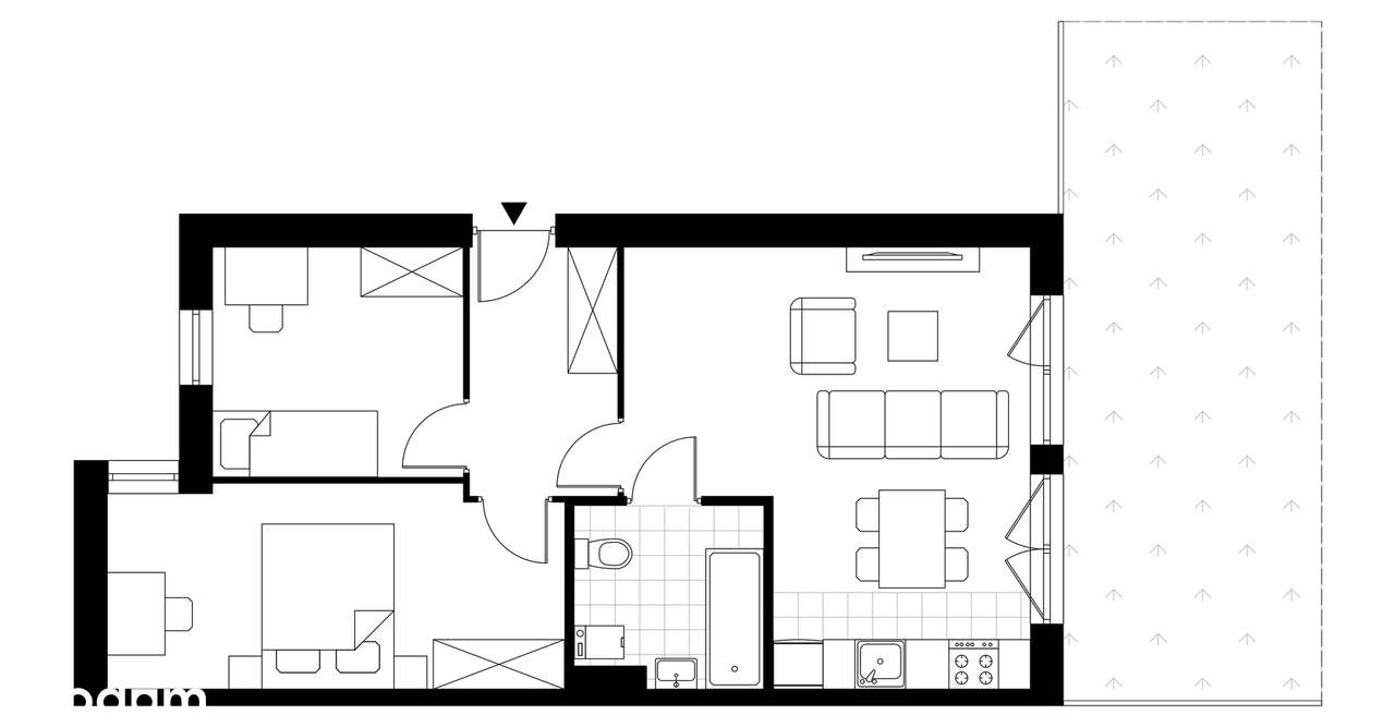 3-pokojowe mieszkanie 55m2 + ogródek Bezpośrednio - Pełny obrazek: 3/8