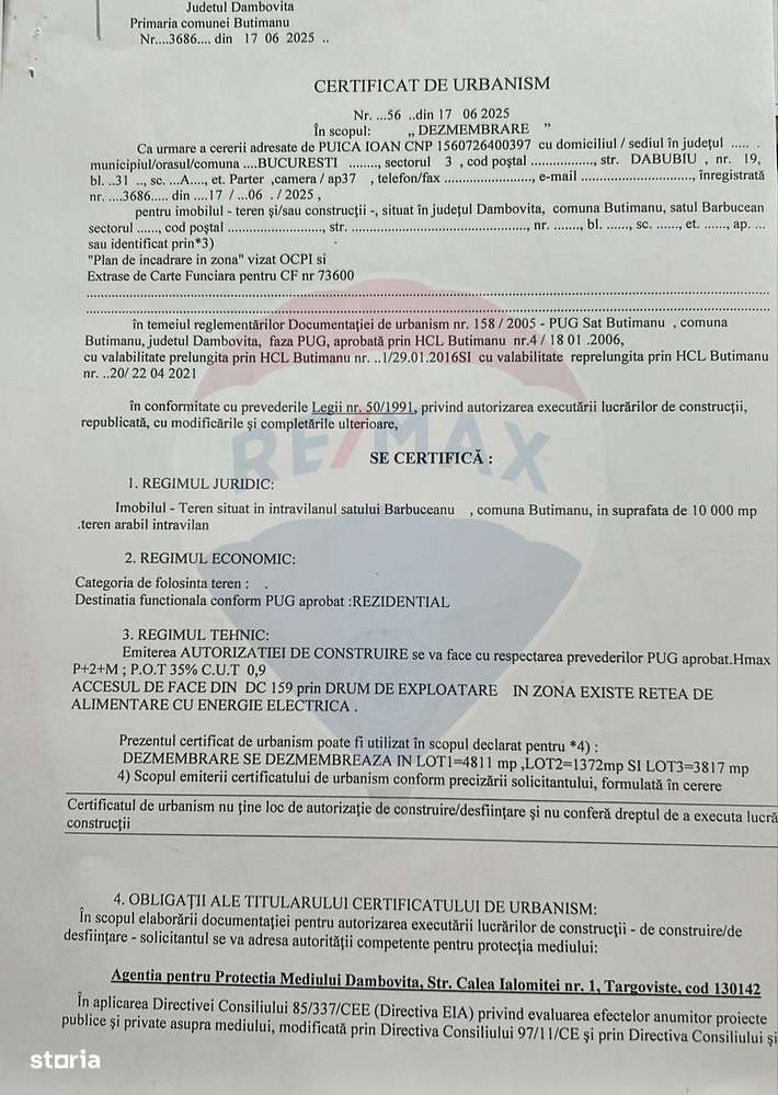 Vanzare teren intravilan Butimanu / sat Barbuceanu, judetul Dambovita - Imagine principală: 5/6