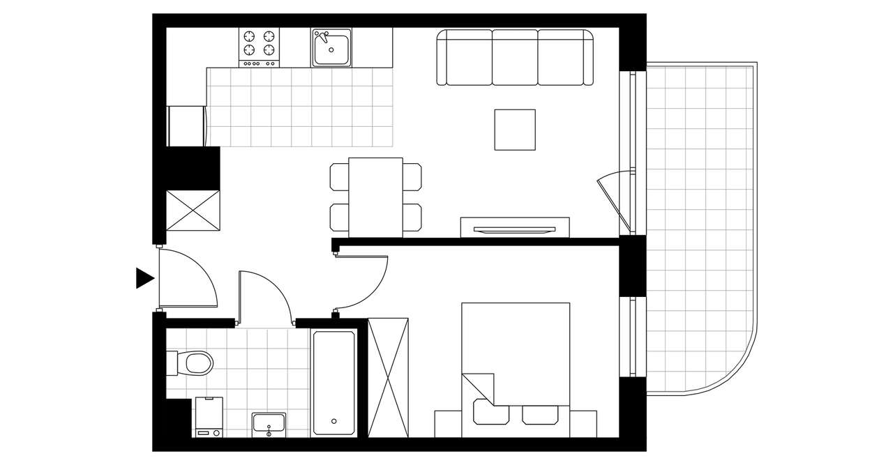 2-pokojowe mieszkanie 38m2 + balkon - Pełny obrazek: 3/8