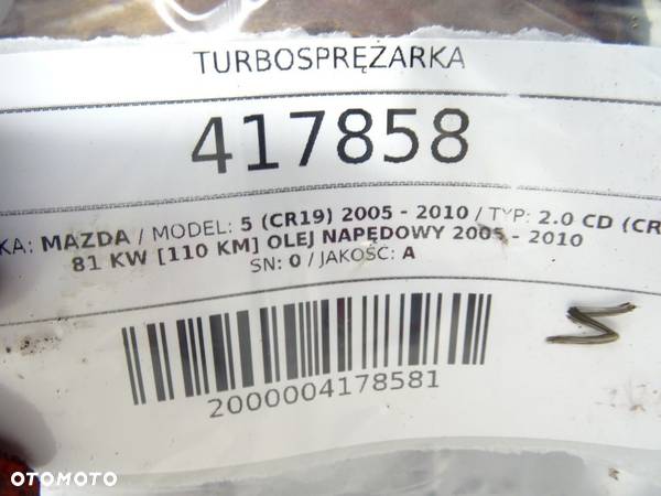 TURBOSPRĘŻARKA MAZDA 5 (CR19) 2005 - 2010 2.0 CD (CR19) 81 kW [110 KM] olej napędowy 2005 - 2010 - 5