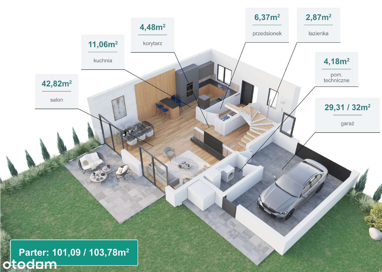 DOM OPTIMUS 160,12m2•4Pokoje•Garaż+m.postojowe•działka 643m2•Pod lasem - Pełny obrazek: 4/11
