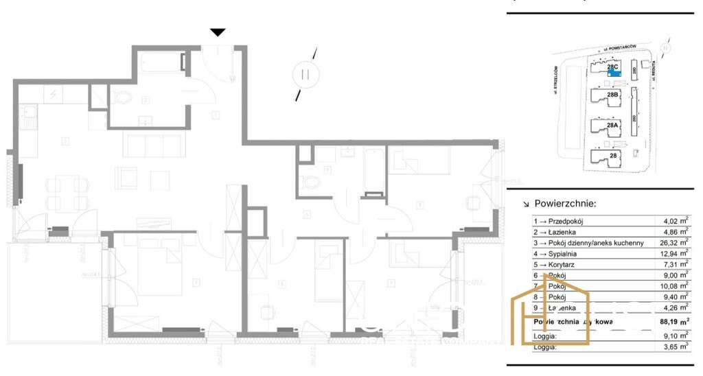 5 pokoi, 88,19 m², 2 loggie, bez prowizji! - Pełny obrazek: 5/8