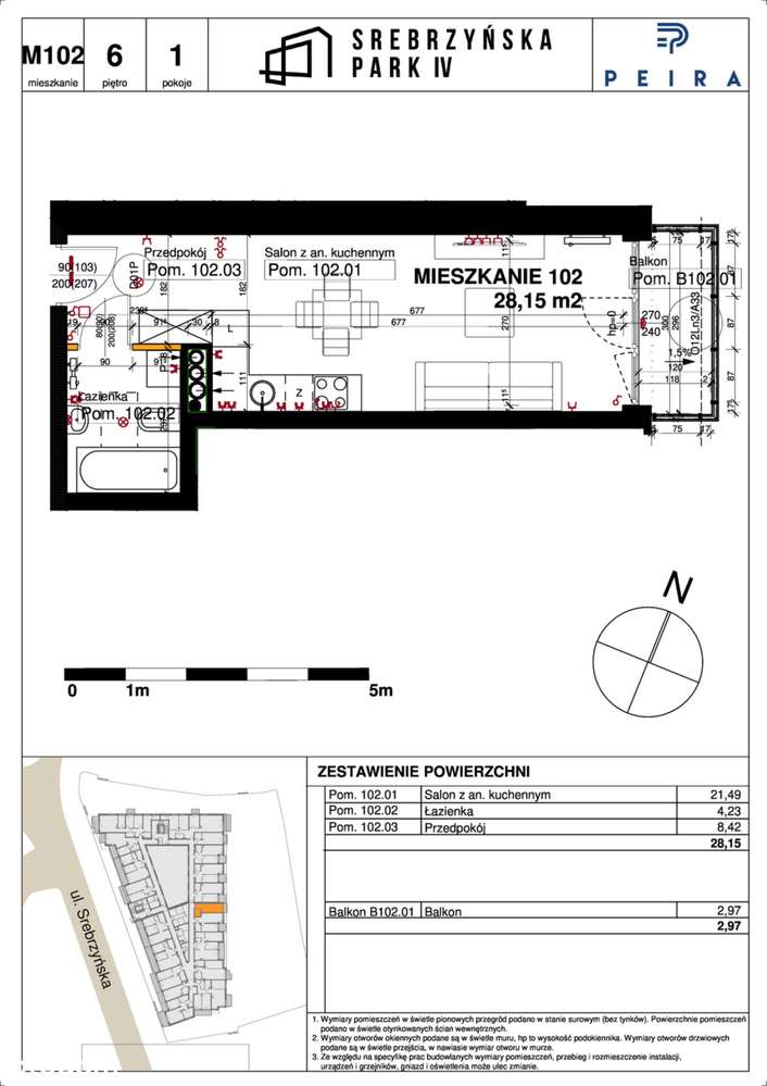 Srebrzyńska Park I​V | mieszkanie 1-pok. | M102 - Pełny obrazek: 2/9