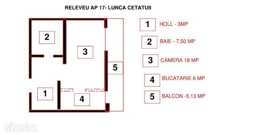 Apartament 1 Cam Open-Space 41 mp Lunca Ceatuii