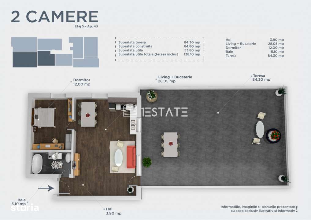 FINALIZAT | 2 camere cu terasa de 84mp - Titan/Pallady-1
